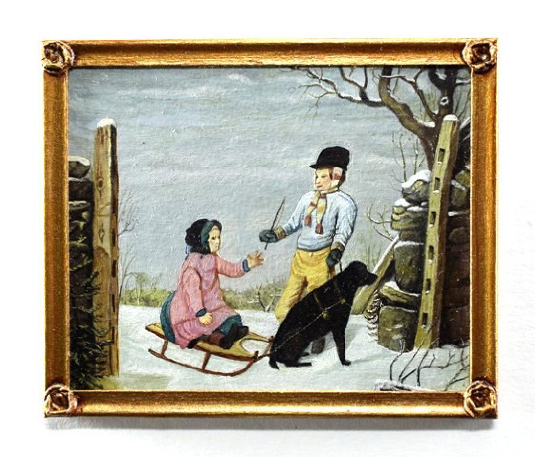 George Schlosser Children With Sleigh Dollhouse (1 of 1)