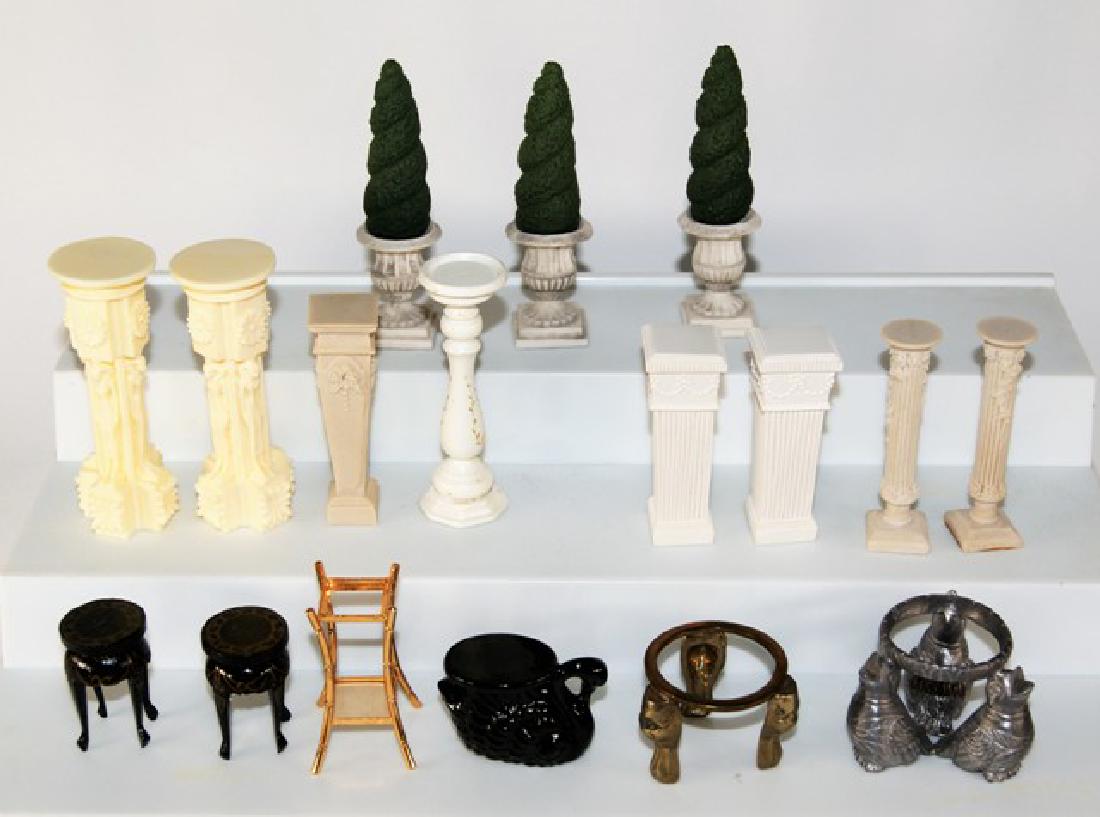 Large Group of Topiaries & Pedestals for Dollhouse (1 of 1)