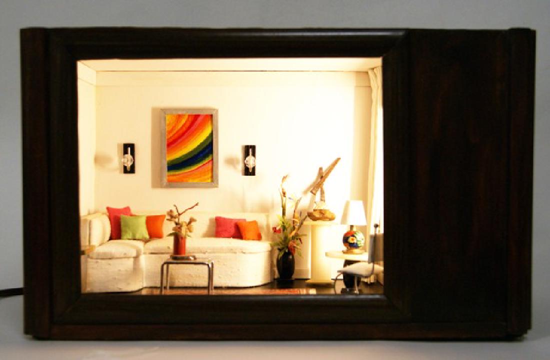 Vintage 1960's  Style Small Living Room Box Dollhouse (1 of 3)