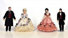 Four Bisque Dollhouse Dolls Miniatures