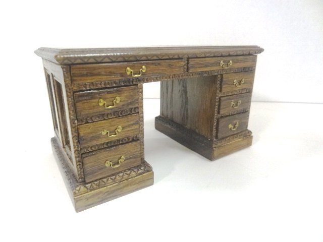 Reminiscence Flat Top Oak Style Desk Dollhouse (1 of 2)