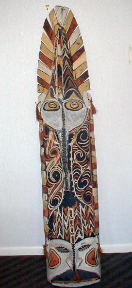 Ceremonial Shield wood carved elaborately painted
