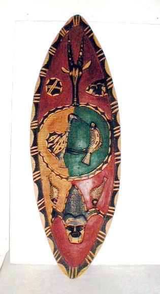 Painted, ovoid African Shield