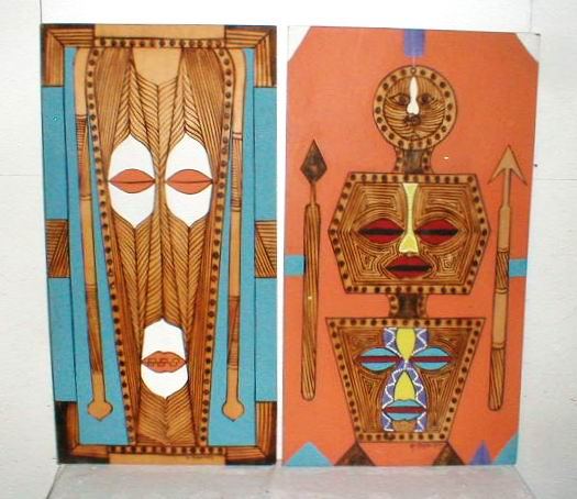 Pair of African paintings on wood