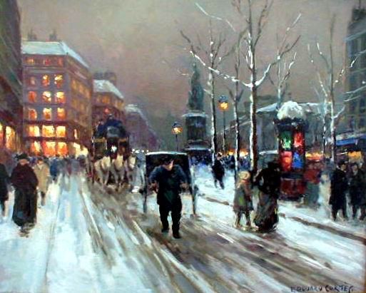 Edouard Cortes (French 1882-1969): Edouard Cortes (French 1882-1969) "PLACE CLICHY" oil on canvas signed "Edouard Cortes" lower right 18 x 21in. $15,000-25,000