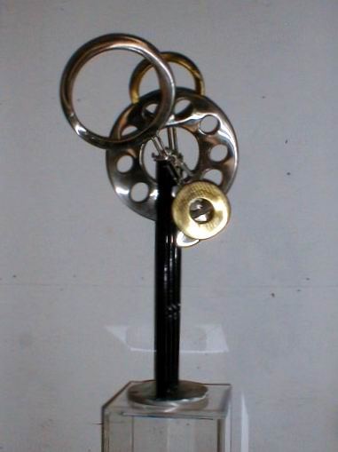 Geometric Figurative Sculpture in steel and brass