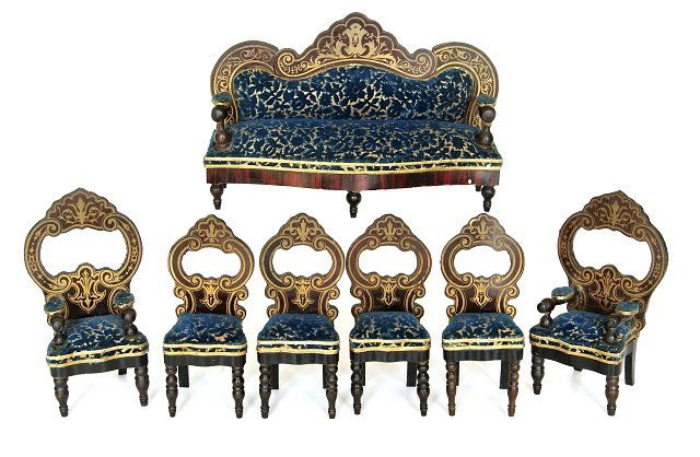 Antique Biedermeier Dollhouse Parlor Seating Miniatures (1 of 1)
