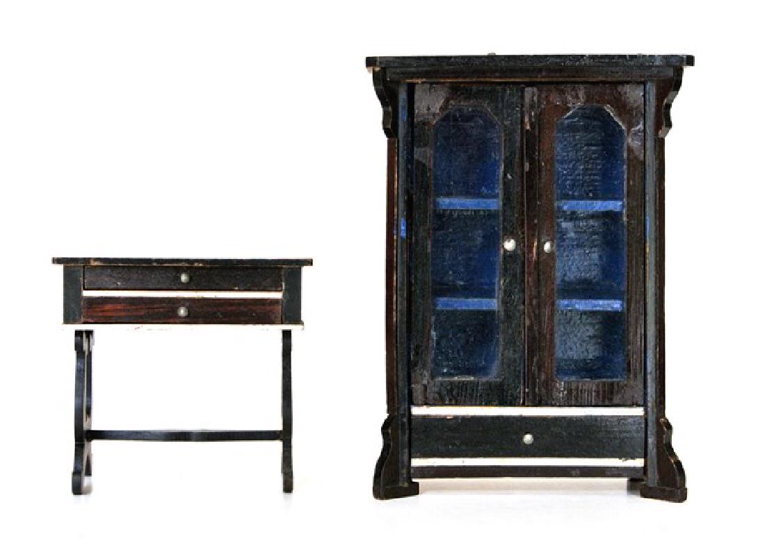 Antique Biedermeier Dollhouse Cabinet & Table (1 of 3)