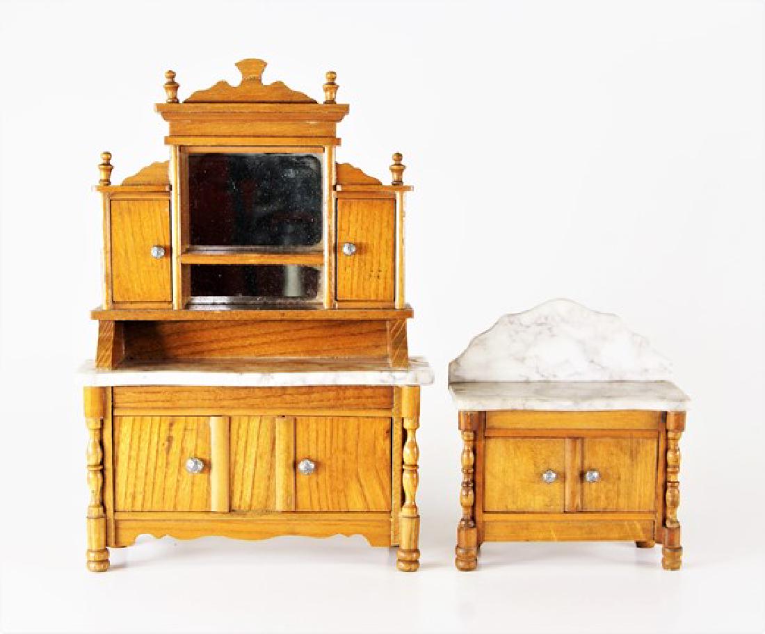 Antique Dollhouse Schneegas China Cabinet & Sideboard (1 of 3)