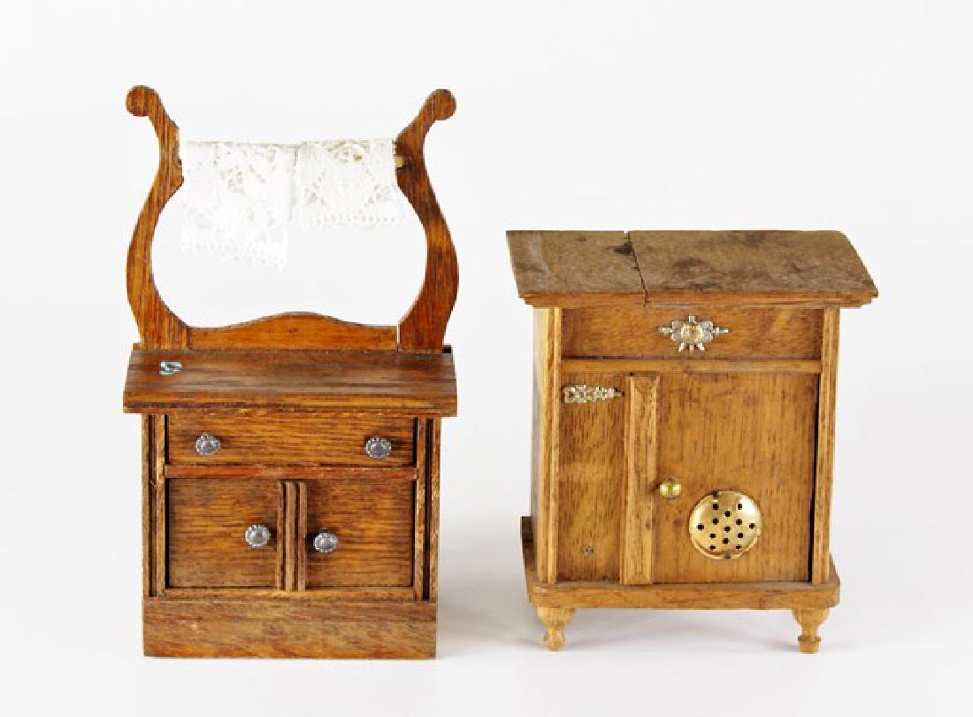 Antique dollhouse Icebox & Wash Stand Miniatures (1 of 2)