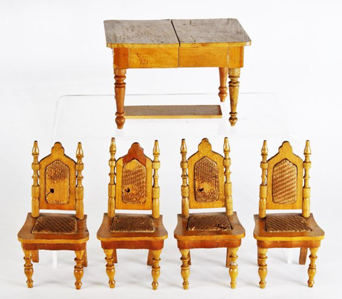 Antique Dollhouse Schneegas Table & Chairs Miniatures (1 of 1)