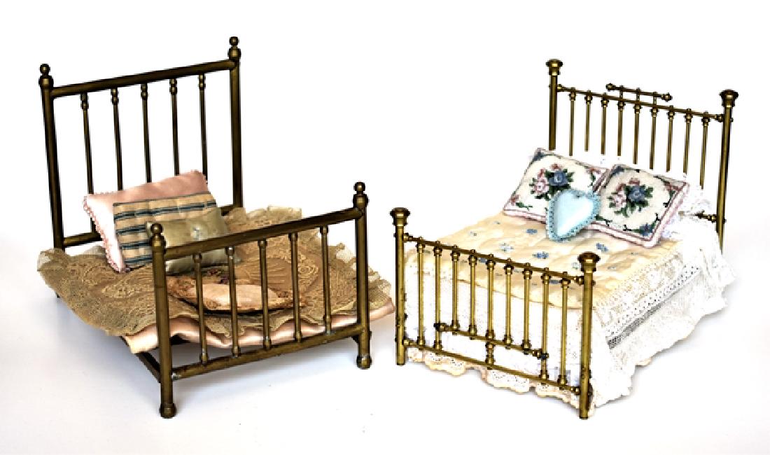 Pair Brass Dollhouse Beds Miniatures (1 of 2)