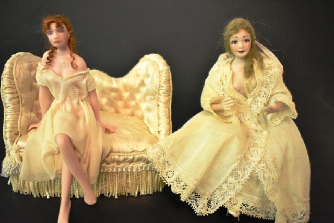 Two Artisan Bisque Dollhouse Dolls Miniatures (1 of 2)