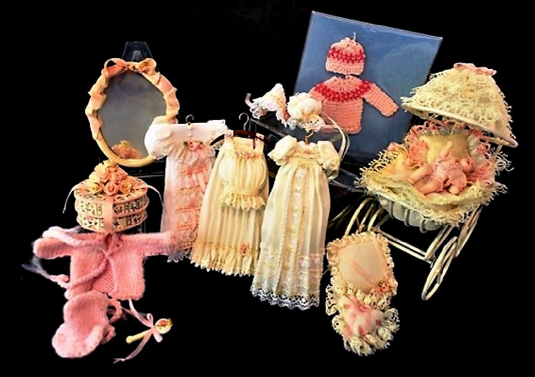 Artisan Dollhouse Pram & Child's Clothing Miniatures (1 of 1)