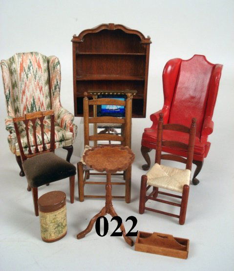 Artist Furniture: Nine Pieces Artist Furniture, Chestnut Hill Wing Chair, Robert Bernhard Tapestry Wing Chair, George Hoffman Ladder-back Chair, Mirror, Etc. 4 1/4"T