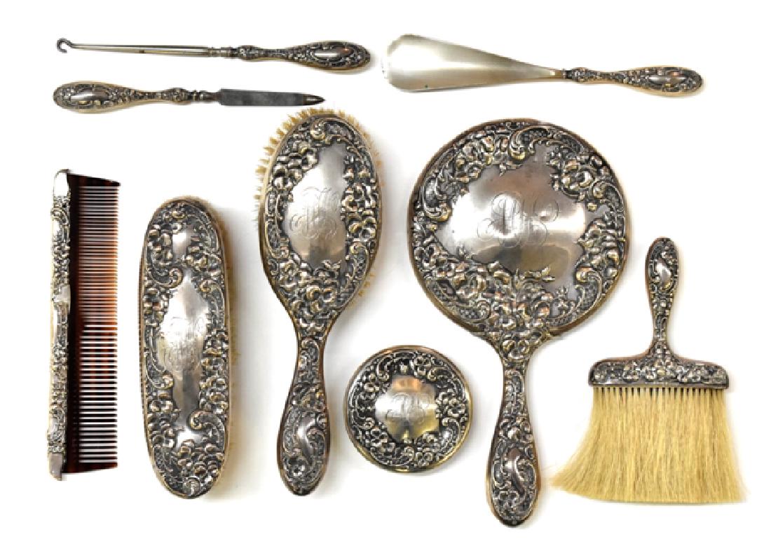 Alvin Eight Piece Sterling Dresser Set (1 of 2)