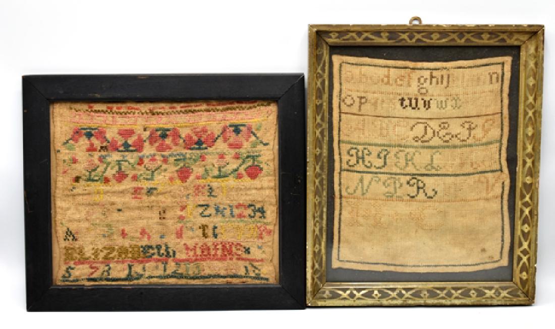 Pair of 19 Century Embroidered Samplers (1 of 3)