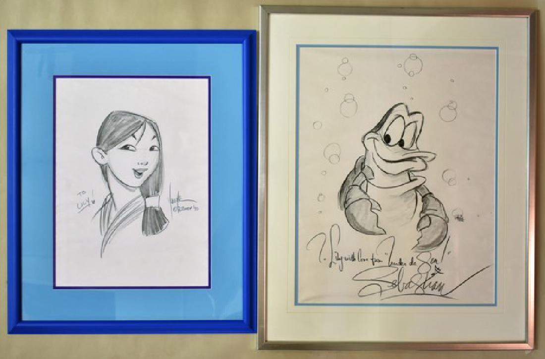 Two Original Disney Drawings, Mulan & Little Mermaid (1 of 5)