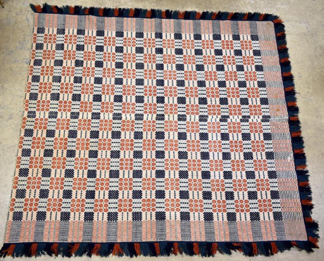 !9th C. Jacquard Coverlet, Red, White & Blue (1 of 1)