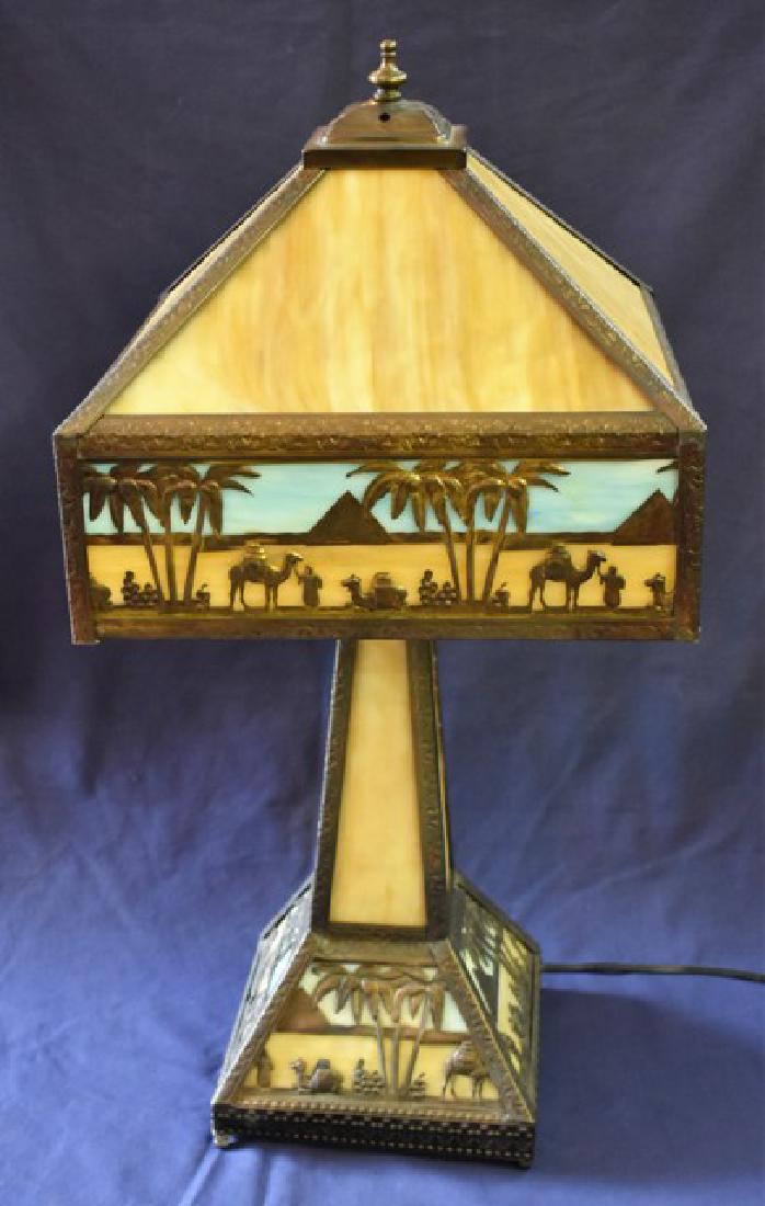 Stained Glass Egyptian Revival Parlor Lamp