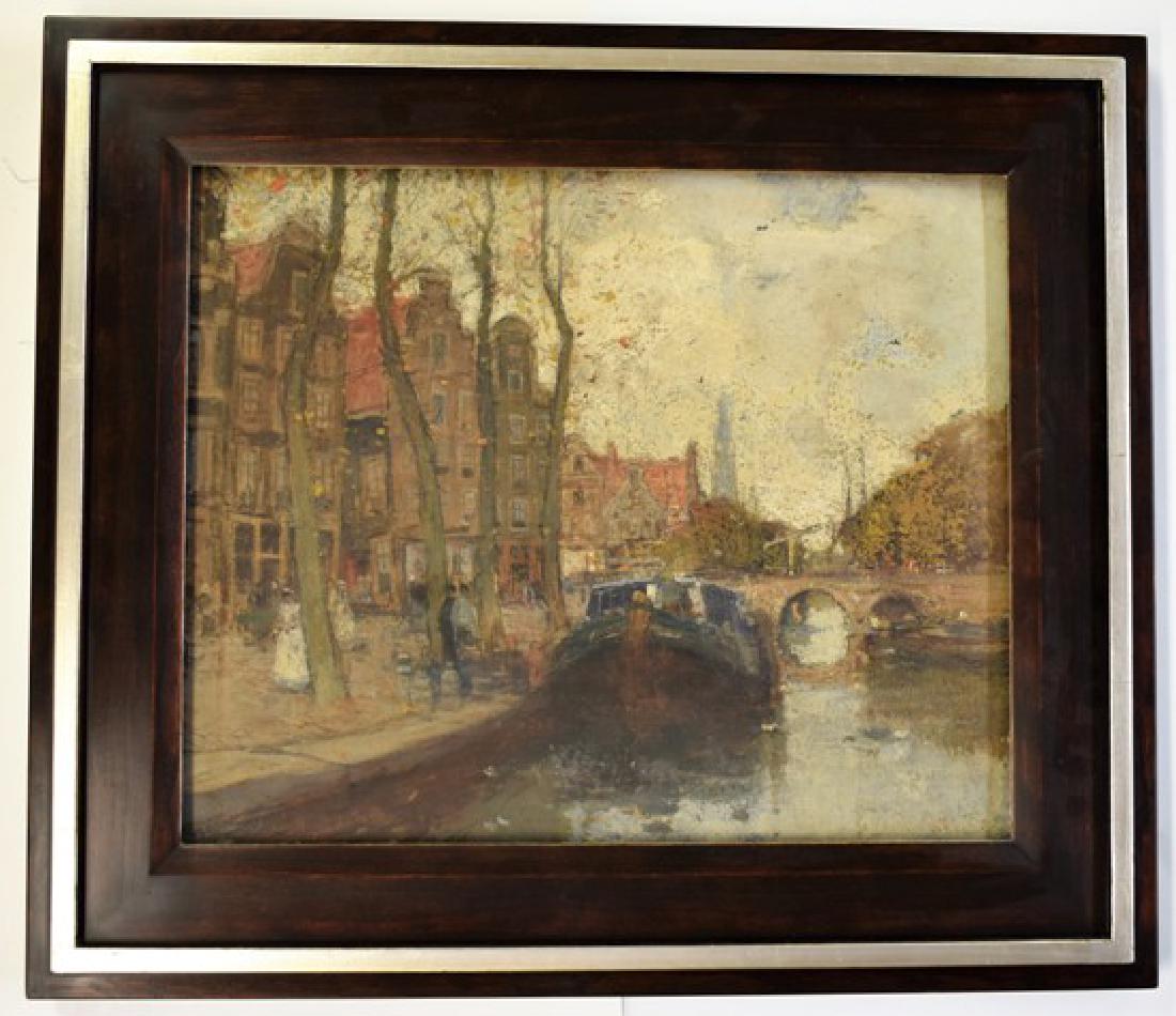 Henri Cassiers Pastel Painting Of Canal (1 of 3)