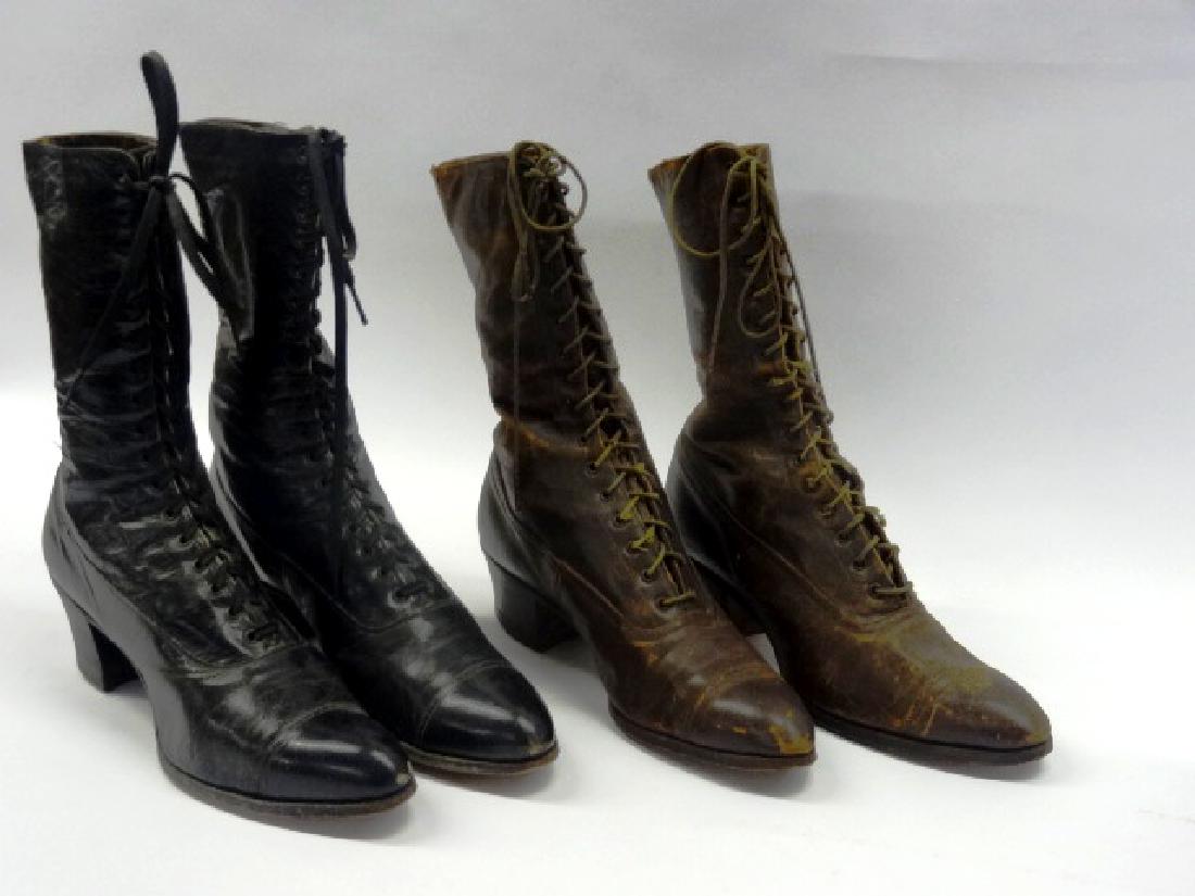 Two Pairs Antique Lady's High Top Shoes (1 of 1)