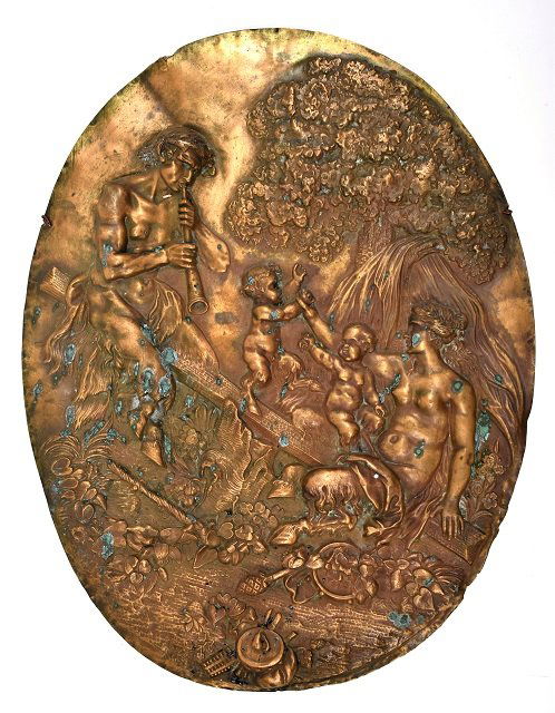 Copper Over Lead Satyr Decorative Plaque (1 of 2)