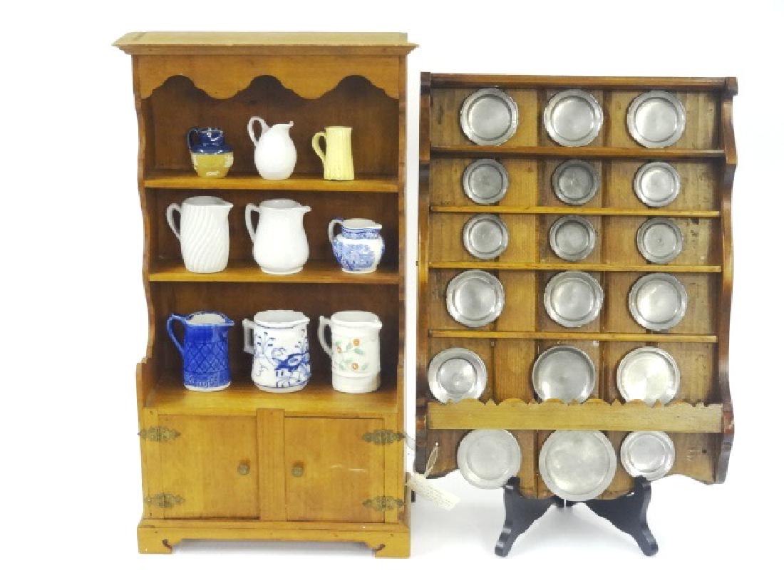 Vintage Doll's Hutch & Plate Rack with Contents (1 of 1)
