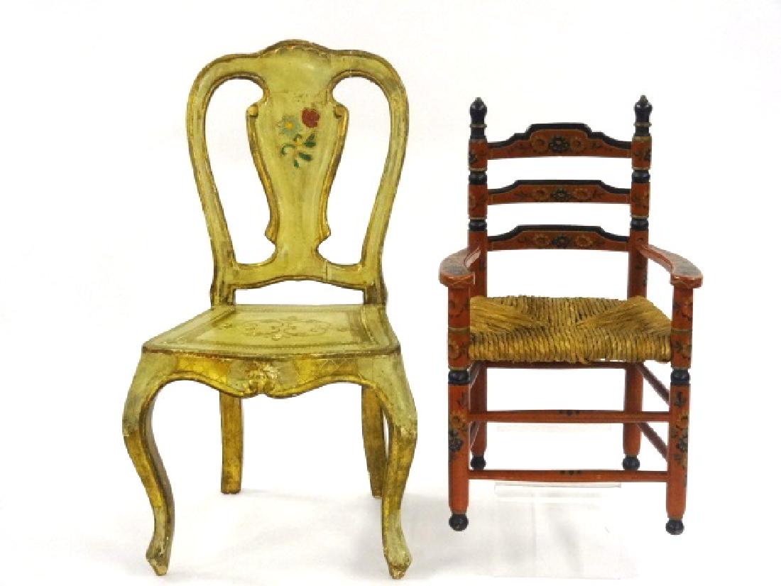 Two Vintage Painted Doll Chairs (1 of 2)