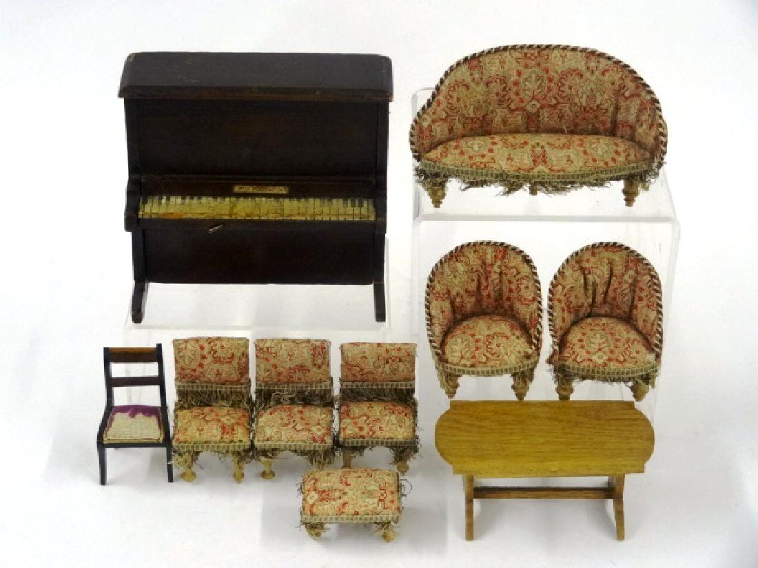 Antique French Dollhouse Piano & Schneegas Parlor Set (1 of 1)