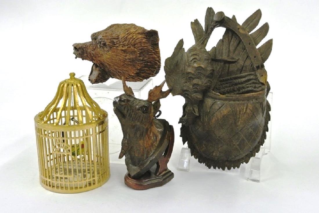 Vintage Dollhouse Carved Moose Mount & Bird Cage (1 of 1)