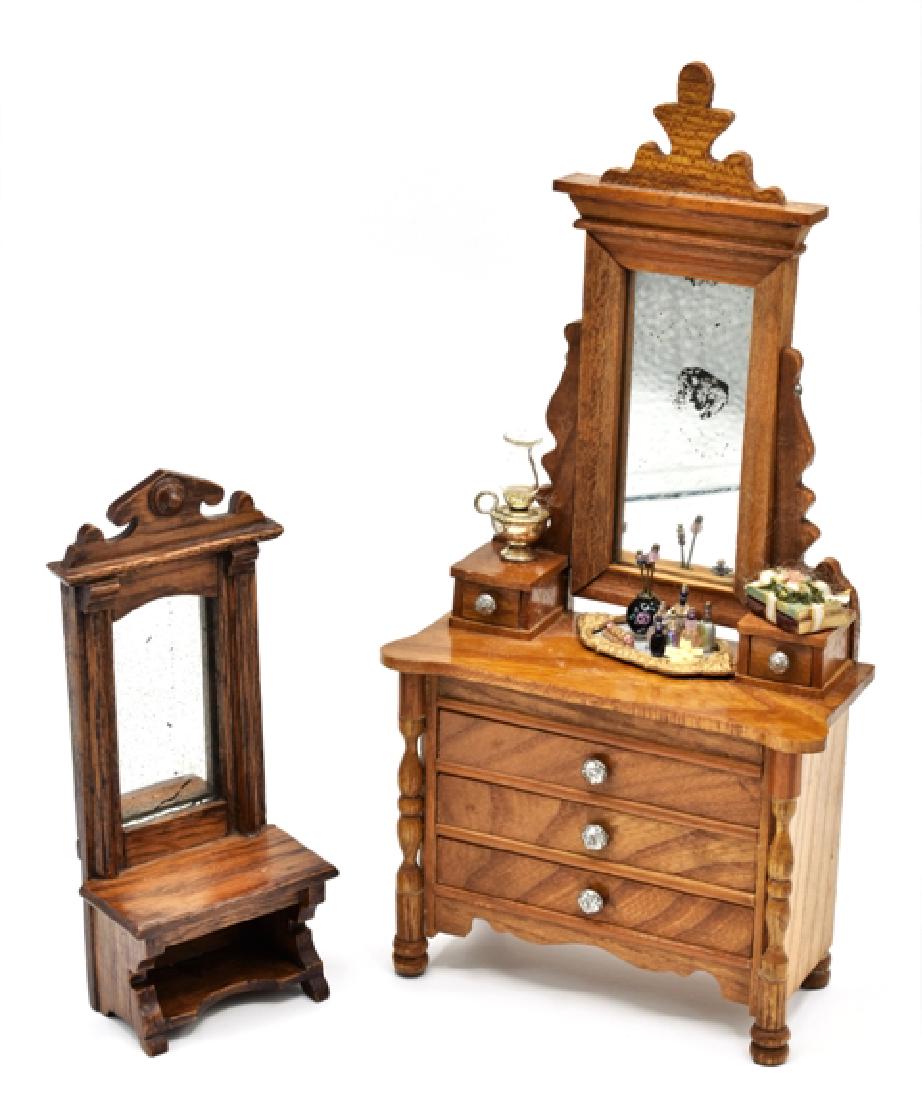 Antique German Dollhouse Dresser & Hall Mirror (1 of 2)