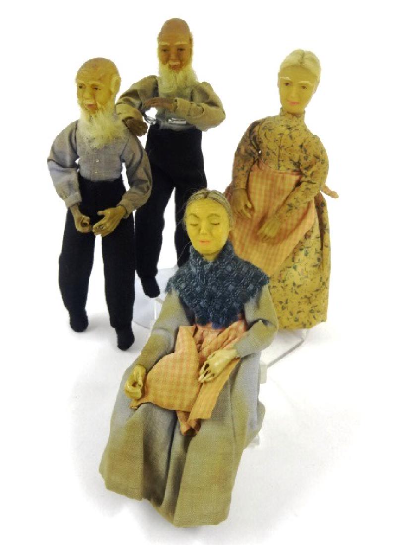 Four Vintage Dollhouse Wax Dolls Miniatures (1 of 1)