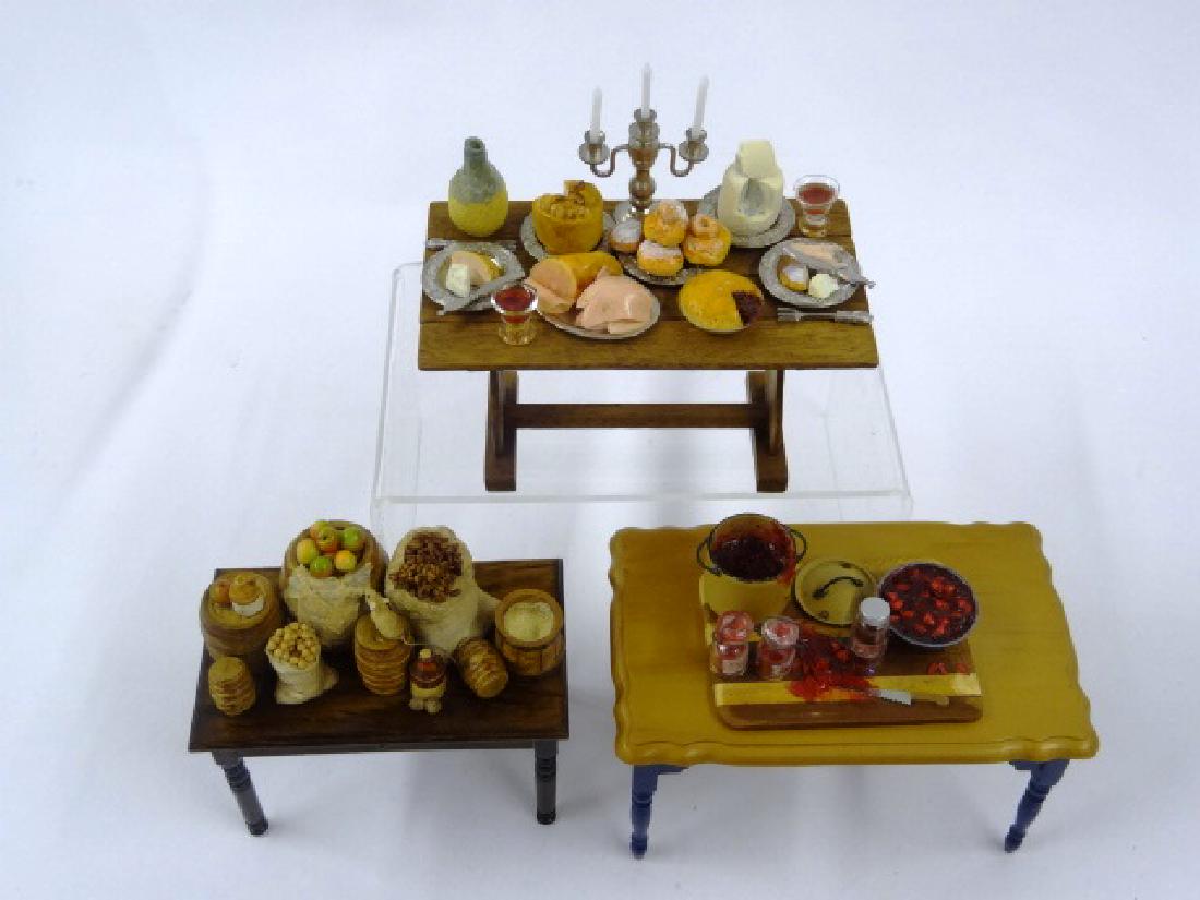 Three Dollhouse Tables Set With Food Miniatures (1 of 1)