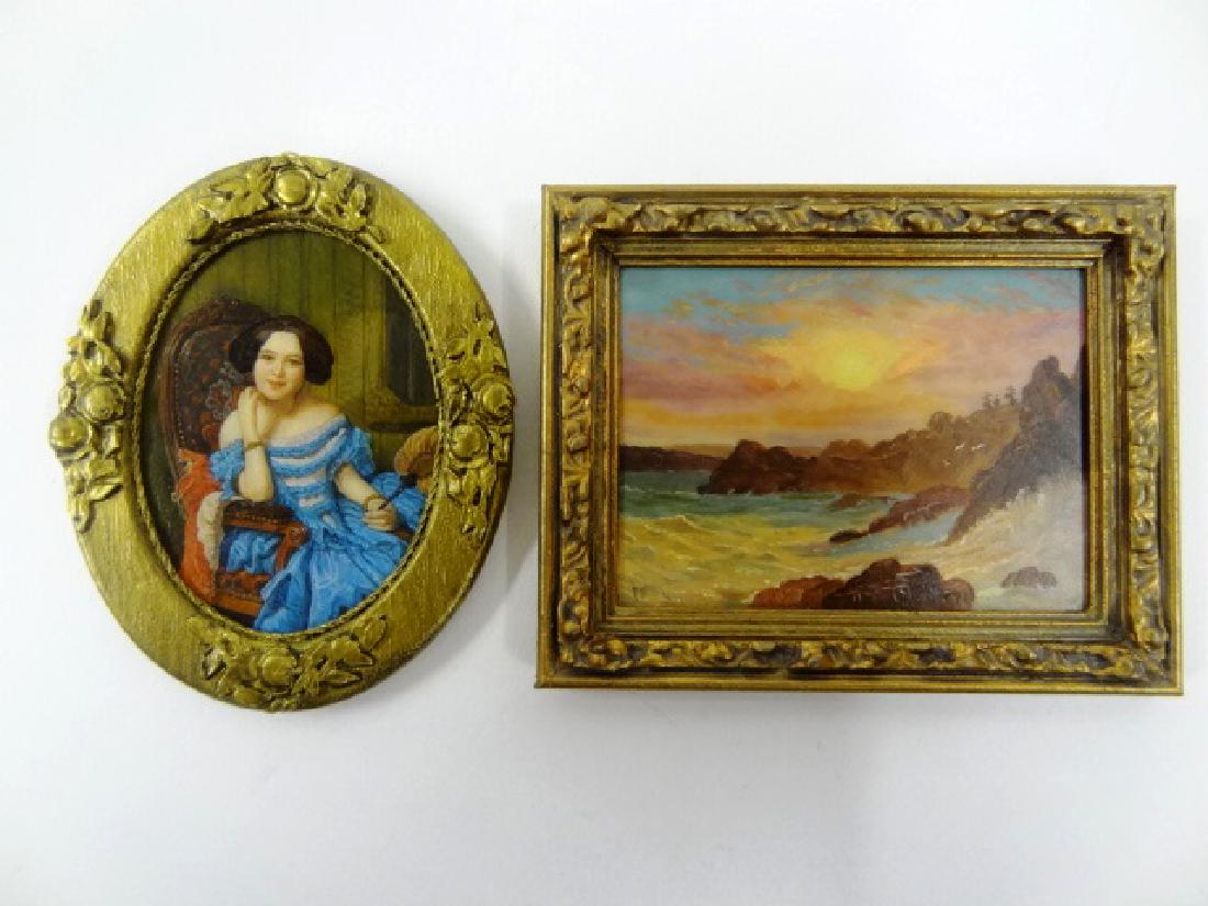Two Paul Saltarelli Dollhouse Oil Paintings Miniatures (1 of 2)