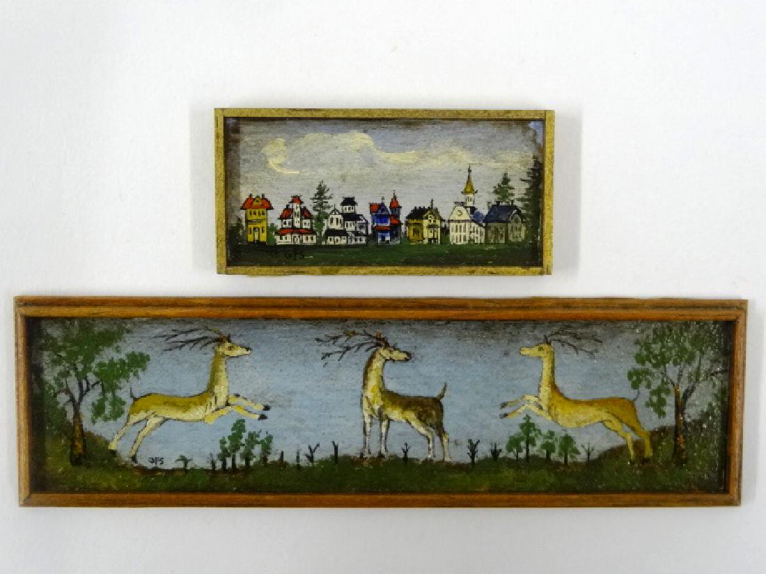 Two George Schlosser Dollhouse Folk Art Paintings (1 of 2)