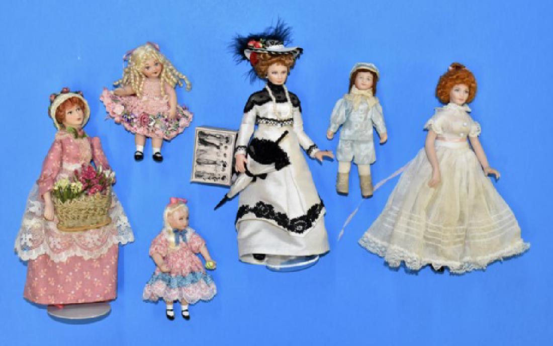 Six Artisan Bisque Dollhouse Dolls Miniatures (1 of 1)