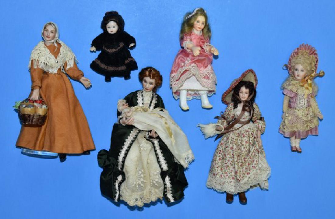 Six Artisan Bisque Dollhouse Dolls Miniatures (1 of 1)