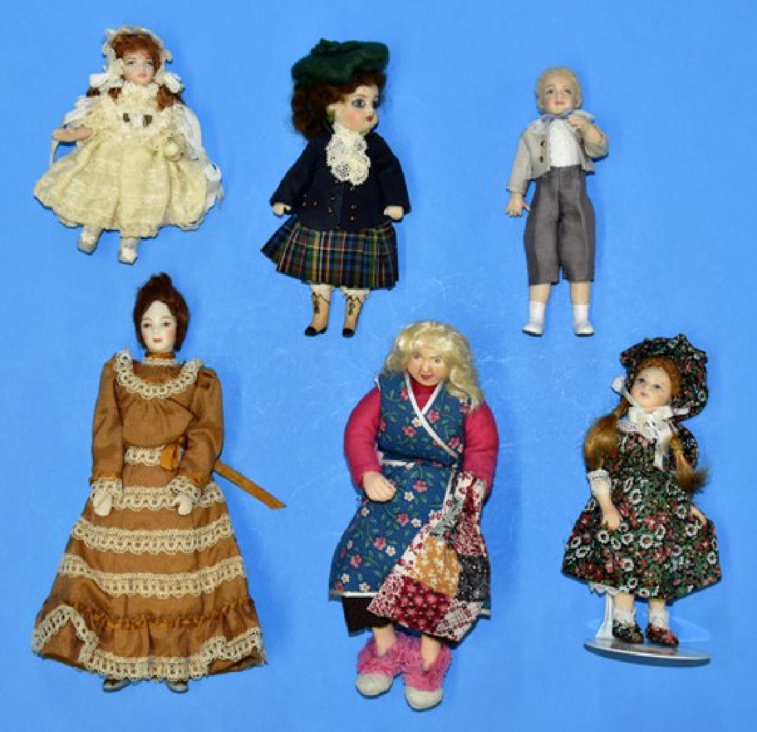 Six Artisan Bisque Dollhouse Dolls Miniatures (1 of 1)