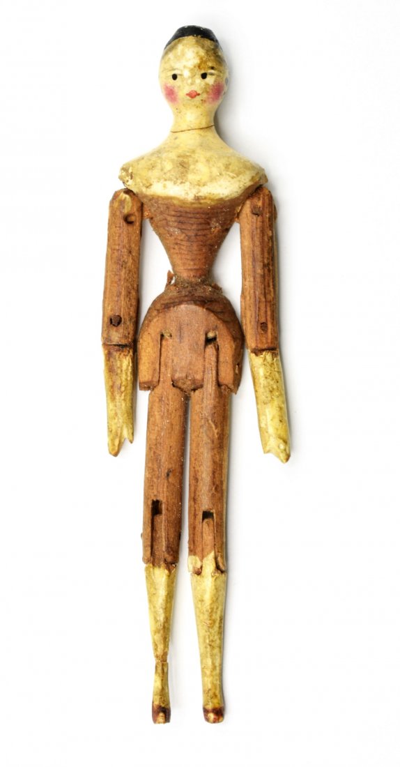 Early 19th C. Dollhouse Peg Doll (1 of 3)