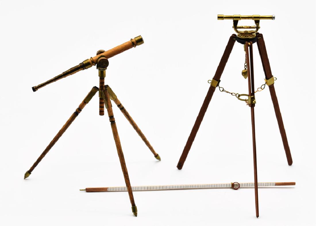 Nantasy Fantsy Transit and Telescope for Dollhouse: Nantasy Fantasy dollhouse brass transit on wood tripod 4.5"H and a nice quality brass and wood telescope on tripod by unknown maker