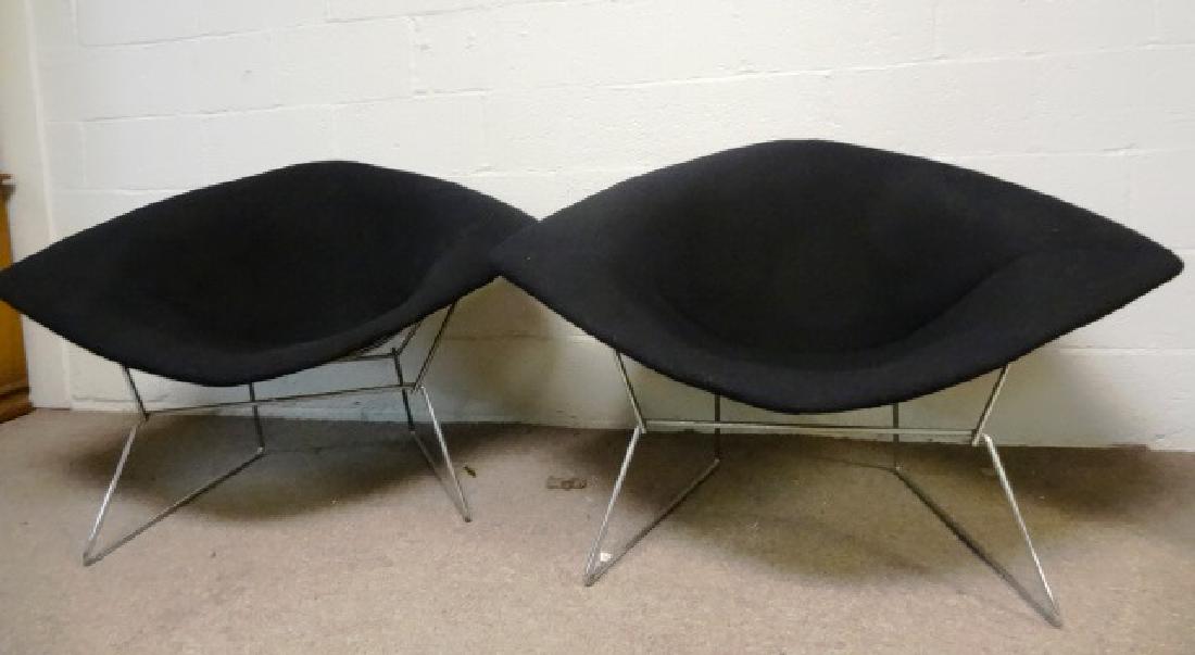 Pair pf Vintage Bertoia Diamond Knoll Chairs: Pair of Mid Century Diamond Knoll Chairs 27" t 44" w 32" D Original condition with tags the famous diamond chair – a fluid, sculptural form made from a welded lattice work of steel. In Bertoia’s o