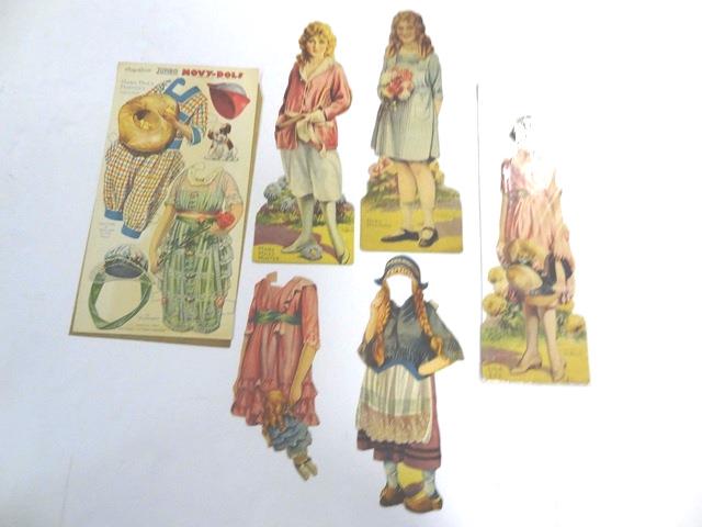 Vintage Movie Star Paper Dolls: Uncut Charlie Chaplin sheet by B&R, 4 uncut Movy - Dols sheets of Elsie Ferguson, Norma Talmadge, Mary Pickford and Charlie Chaplin with edge losses, Lila Lee doll by Percy Reeves, Mary Mills by Percy