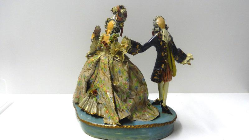 Lee Menichetti Louis XVI & Marie Antoinette Sculpture: [Lee Menichetti New York/Palm Beach 1931 - 1997] well known mid-century Florida artist known for his theatre related art, 18th century French style sculpture of Louis XVI and Marie Antoinette made fro