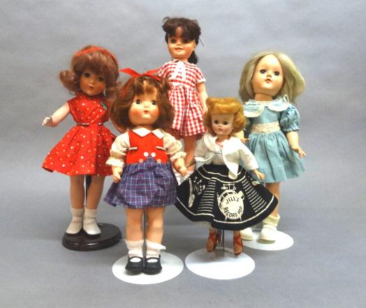 Hard Plastic and Vinyl Dolls: Effanbee, Toni, Linda Williams, Roddy , all in vintage clothes, some hair needs help, very nice bodies & faces!