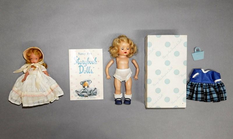 Nancy Ann Storybook Doll Muffie O/B and Other: Nancy Ann Storybook doll Muffie in original box w/dress & purse, and one other dress
