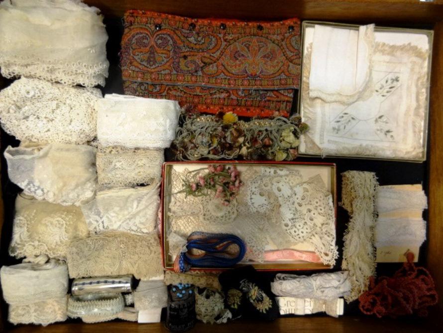 Grouping of Laces and Edging: Large grouping of edging, paisley, French Lace, crochet, edging