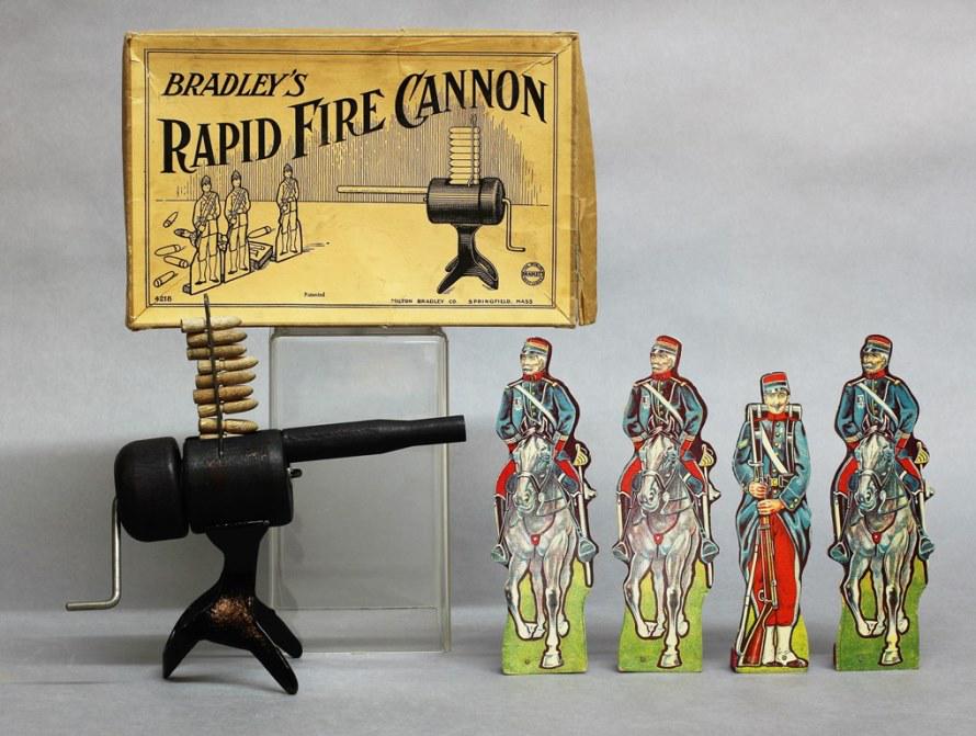 Bradley's Rapid Fire Cannon Boxed Toy: Milton Bradley Rapid Fire Cannon Boxed Set 9.75"W