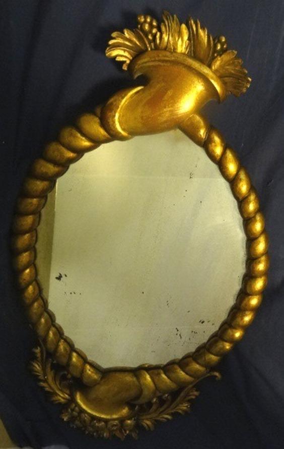 Antique Gilt Mirror with Cornucopia Edge: Lovely Gilt Cornucopia Antique Mirror38" Tall 22" Wide