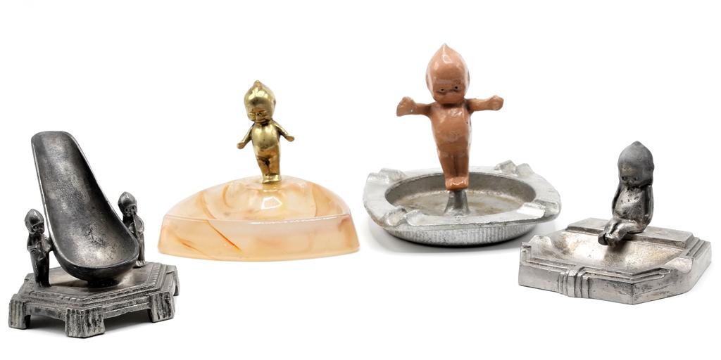 Antique Kewpie Pipe Rest & Ashtrays (1 of 5)